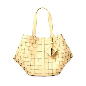 Tory Burch $1498 Sete Woven Tote in Buttermilk, NWT